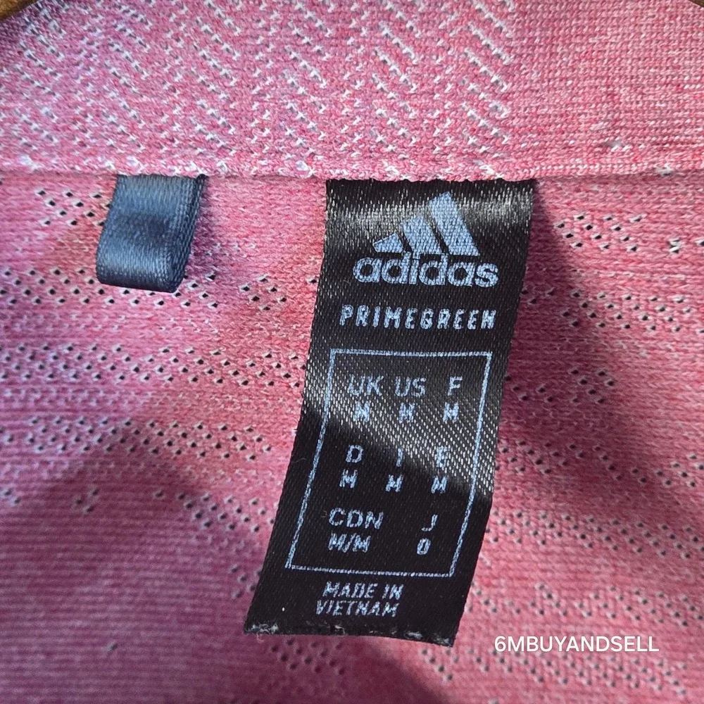 Adidas Primegreen Golf Polo Shirt Mens Medium Pink Textured GM0256 Short Sleeve